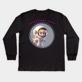 Galentine girl cartoon Kids Long Sleeve T-Shirt